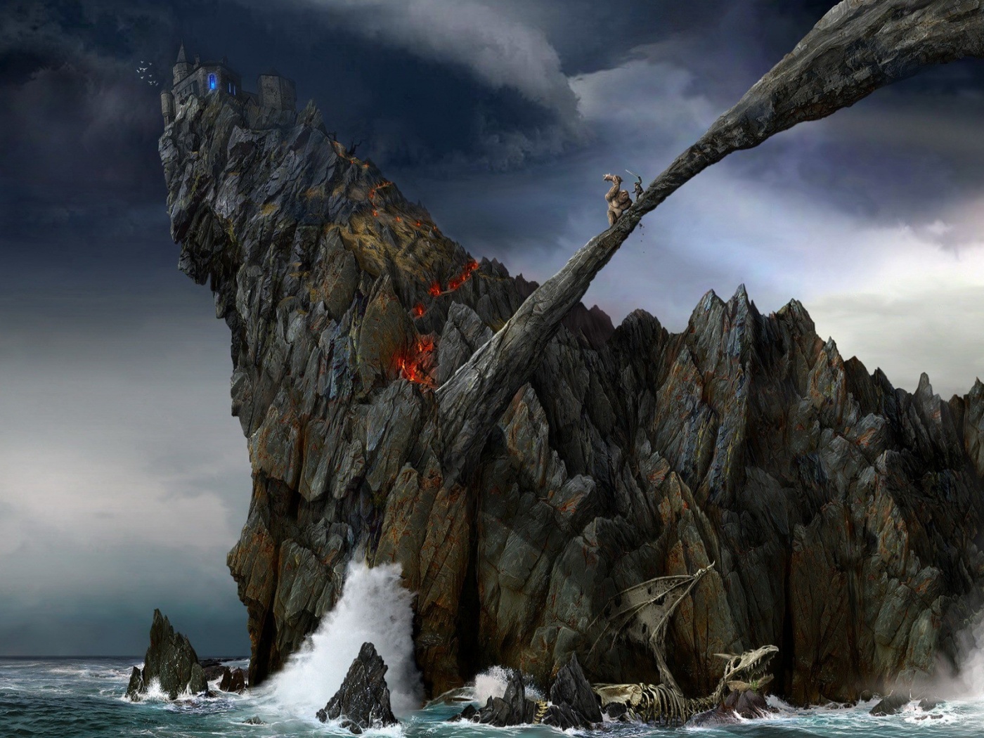 Бой на скале обои