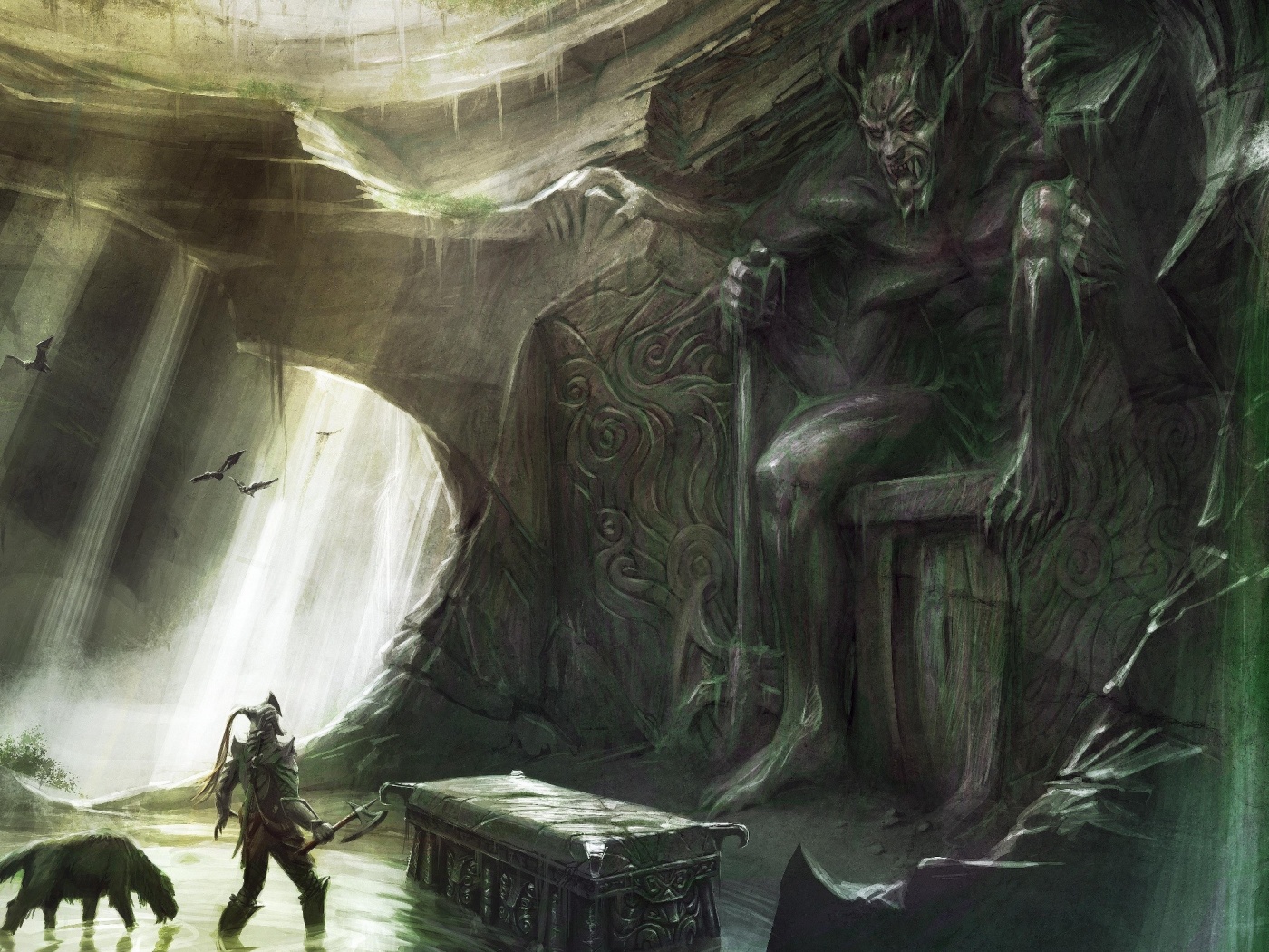 Довакин и Барбас в святилище Клавикуса Вайла обои