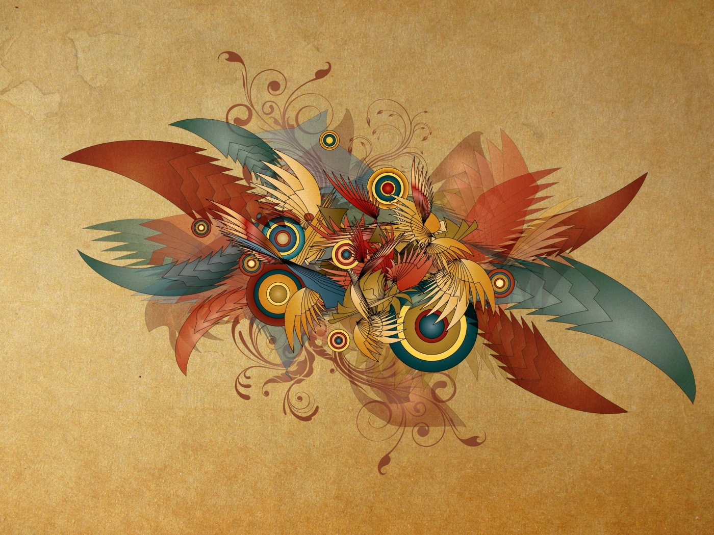 Перья и круги обои