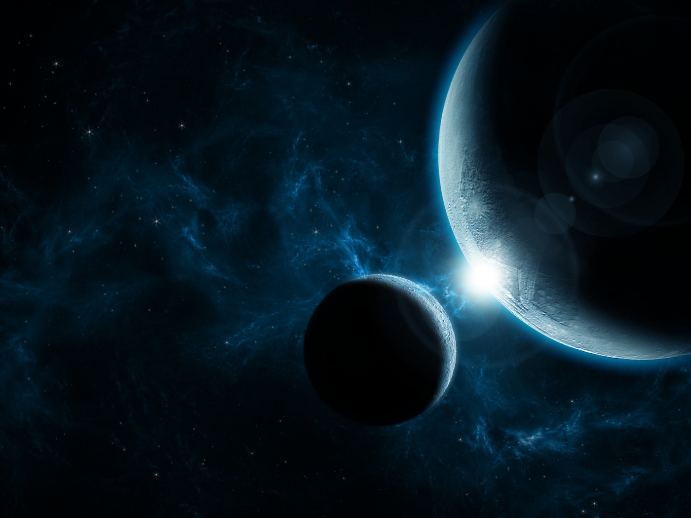 Планета и спутник обои