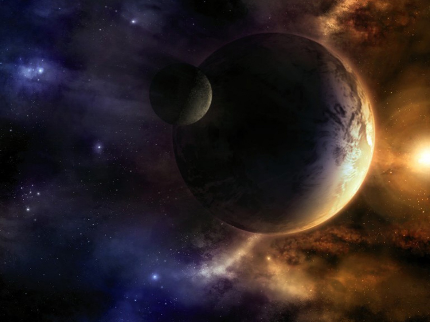 Планета с одним спутником обои