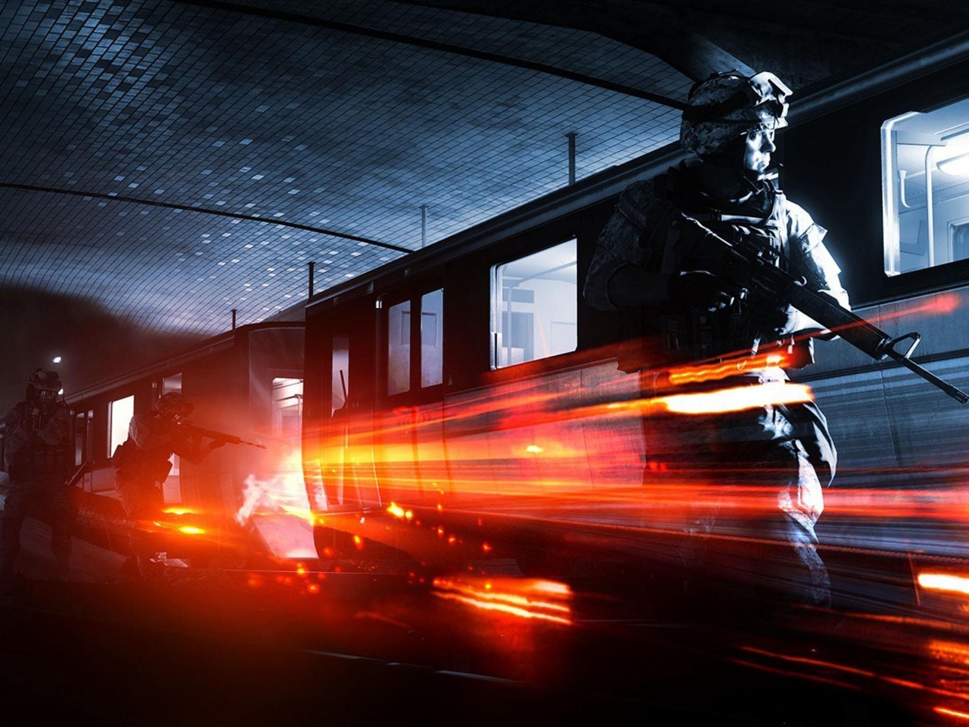 Солдаты на станции метро обои