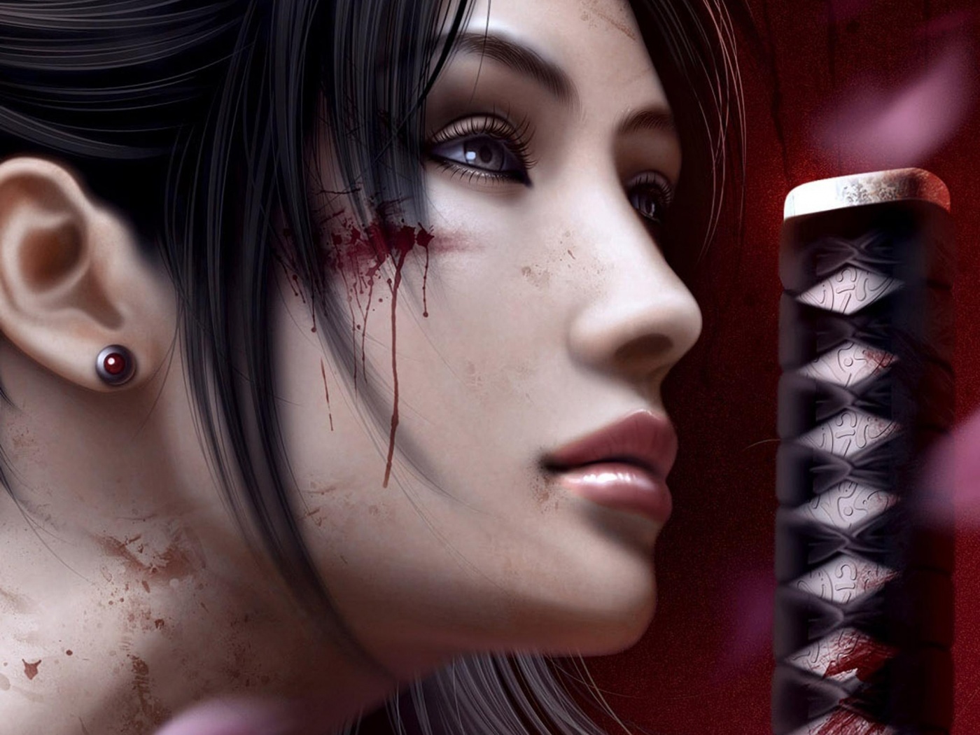 Японка с катаной обои