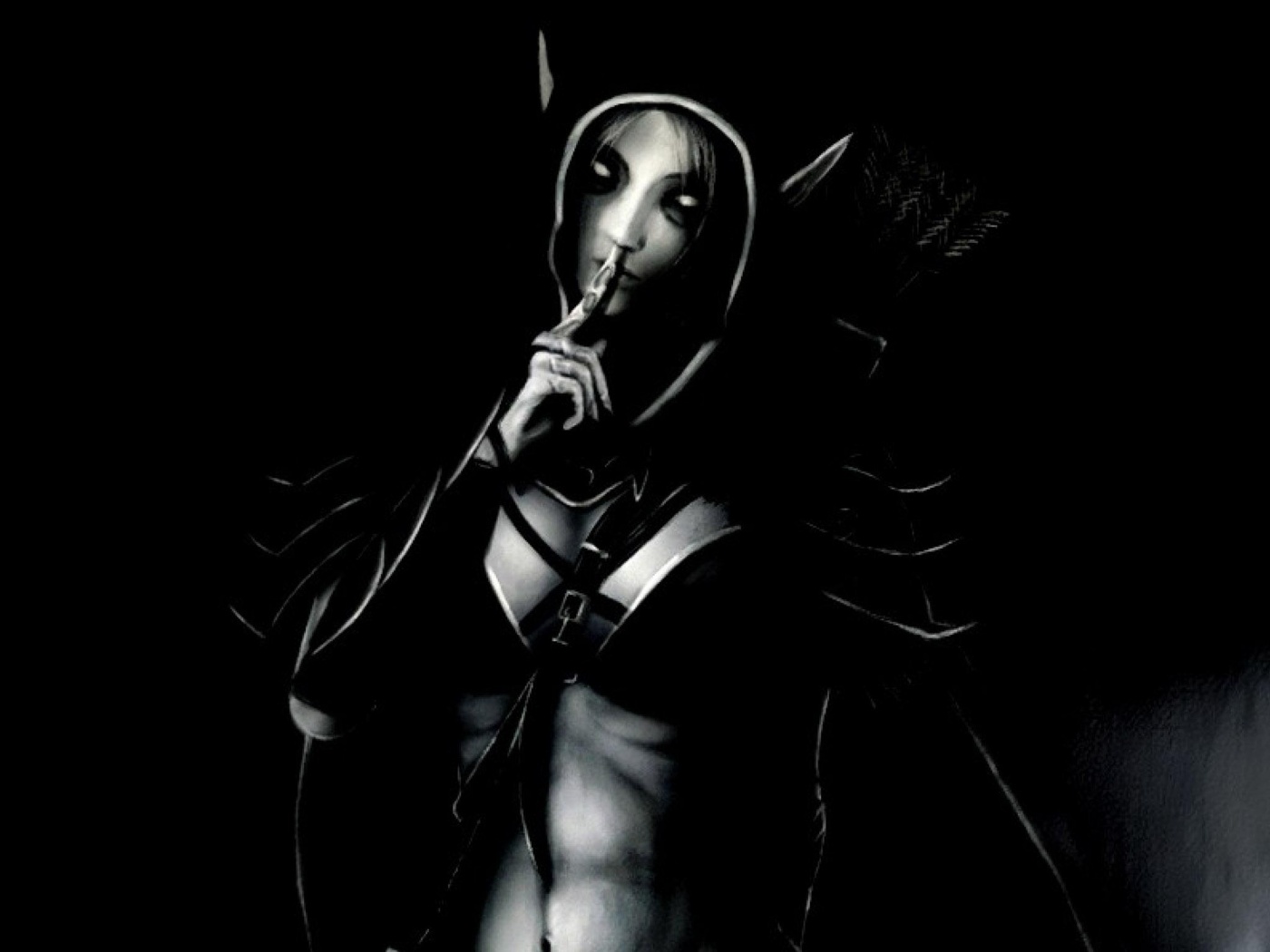 Ночная эльфийка призывает к тишине обои