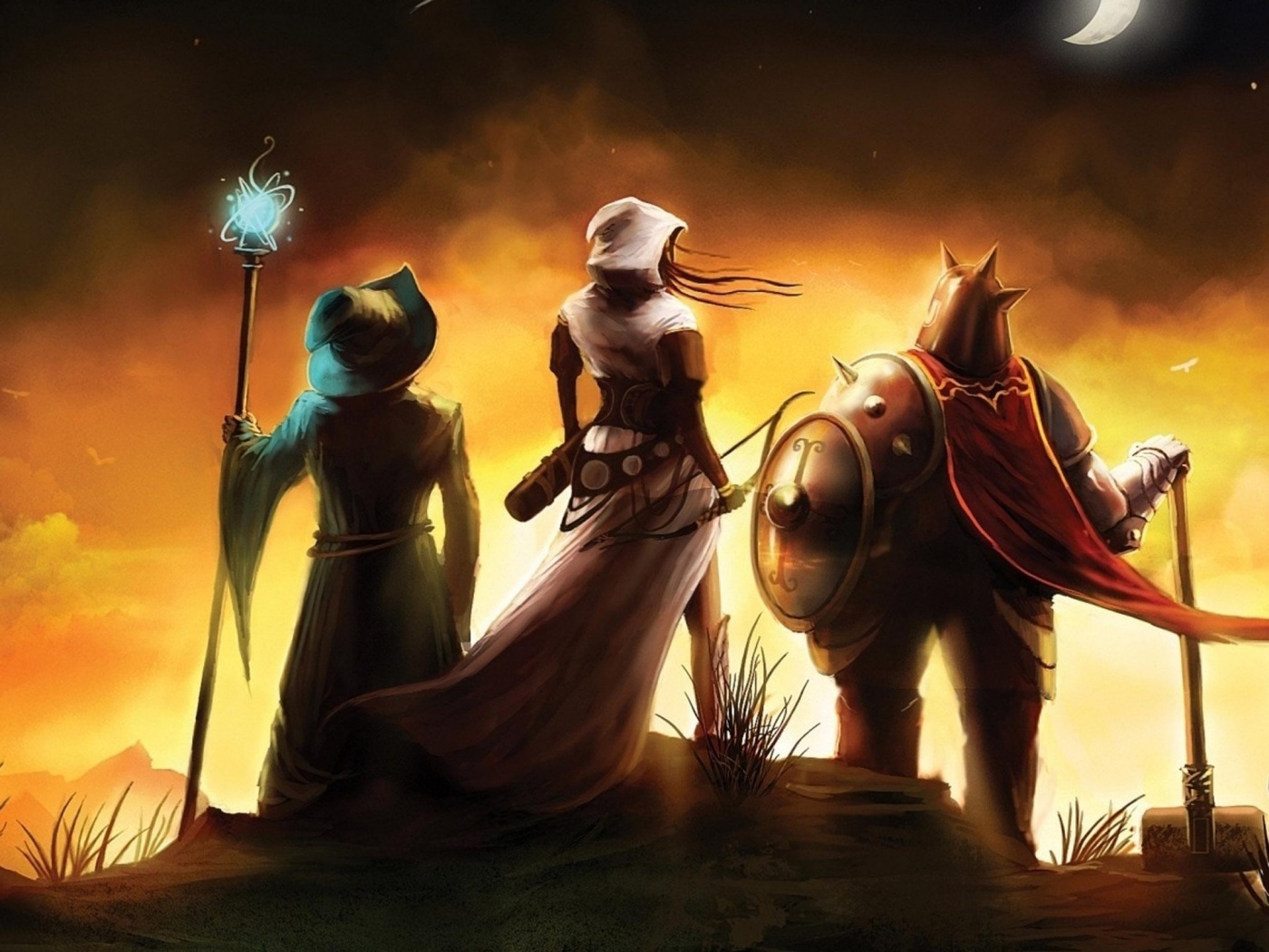 Воин, лучник и маг обои