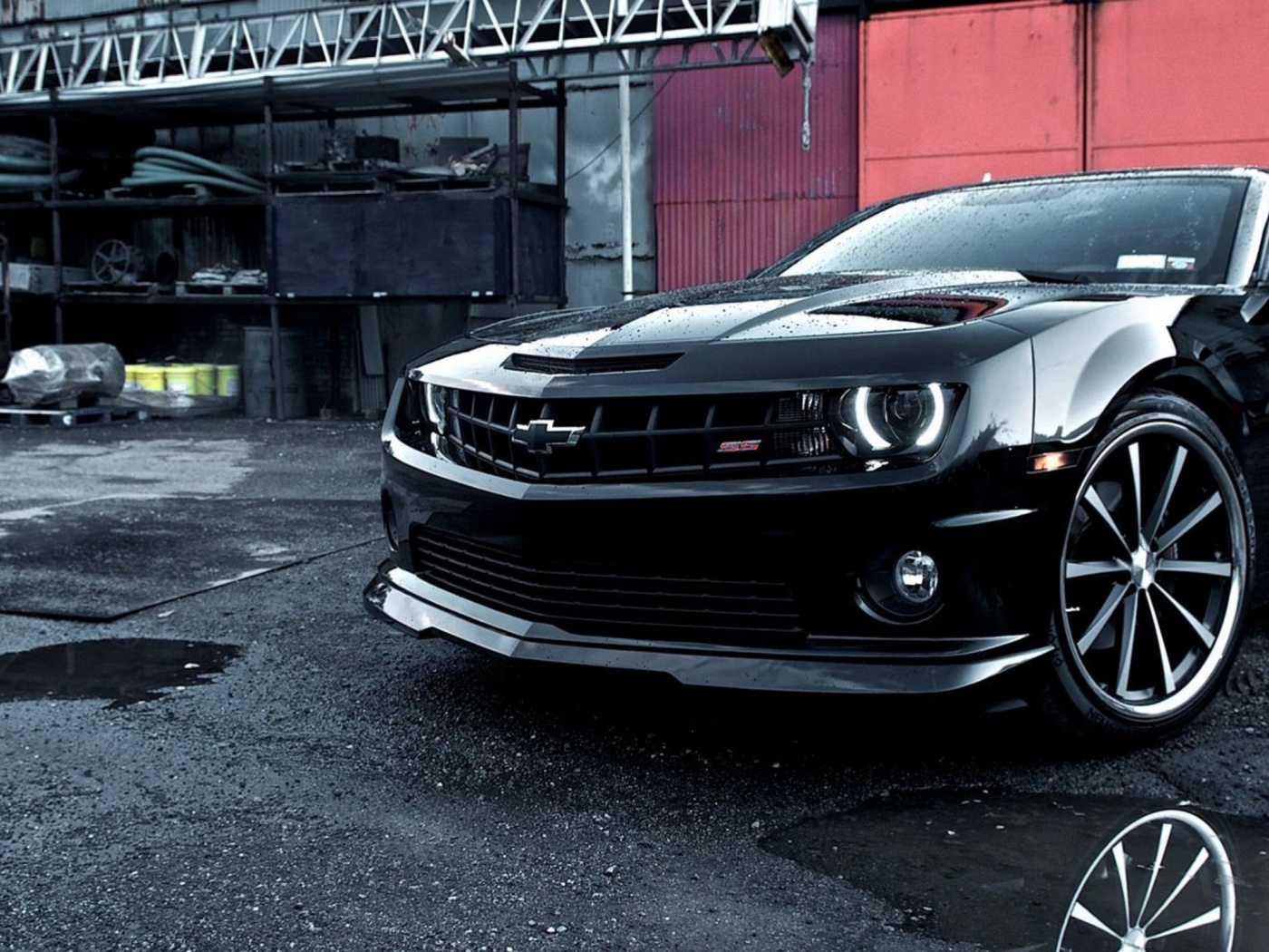 Черный шевроле камаро SS обои