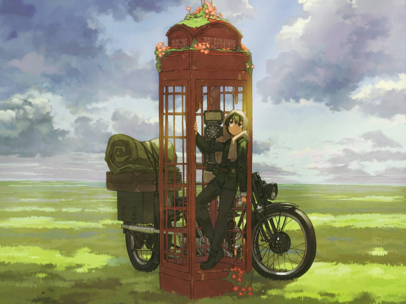 Парень в телефонной будке обои