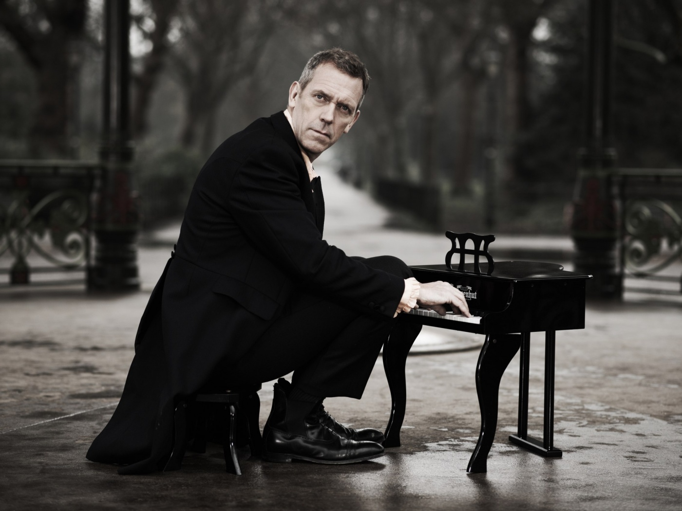 Хью Лори за маленьким роялем обои