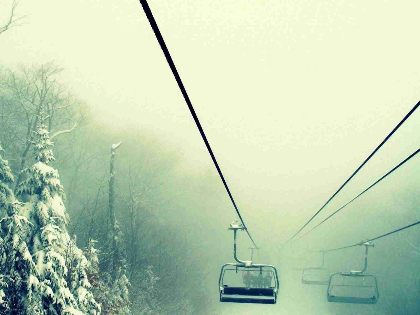 Канатная дорога в зиму обои