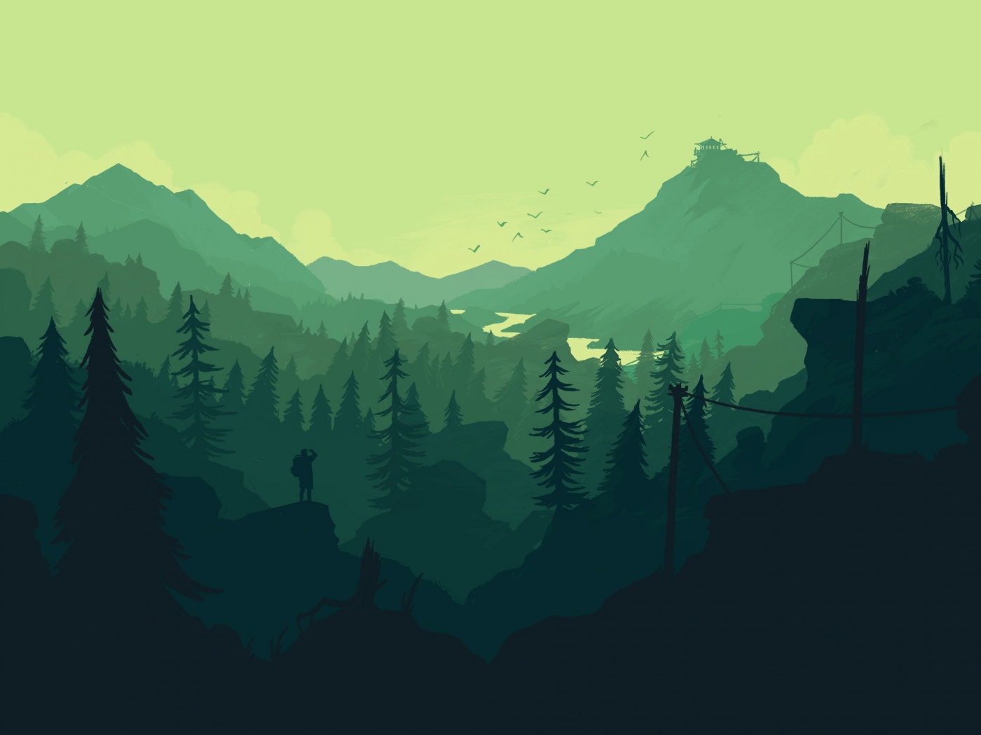 Зеленый Firewatch обои