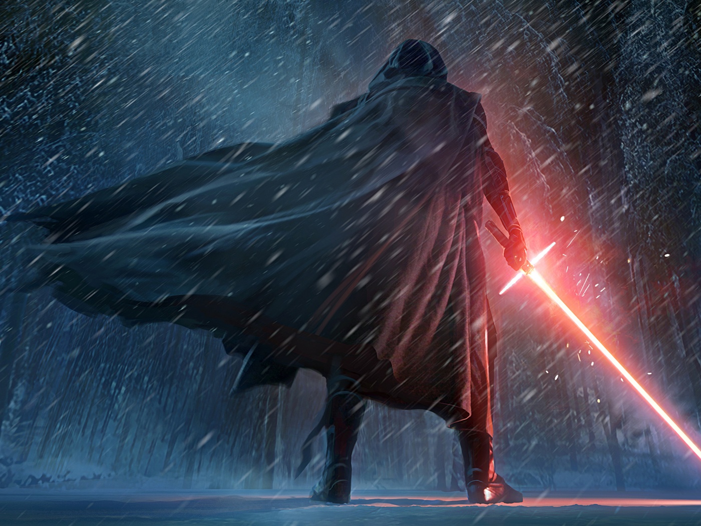 Кайло Рен в зимнем лесу обои