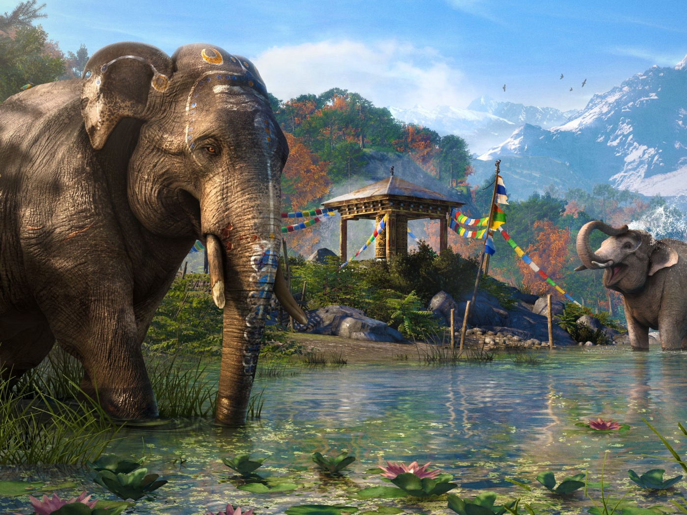 Слоники у воды обои