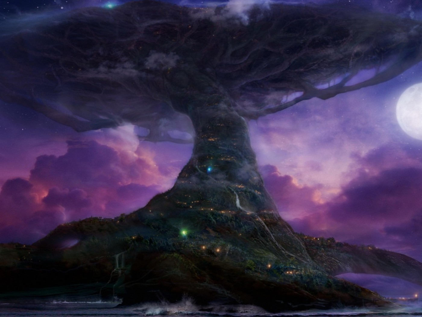 Дерево-город обои