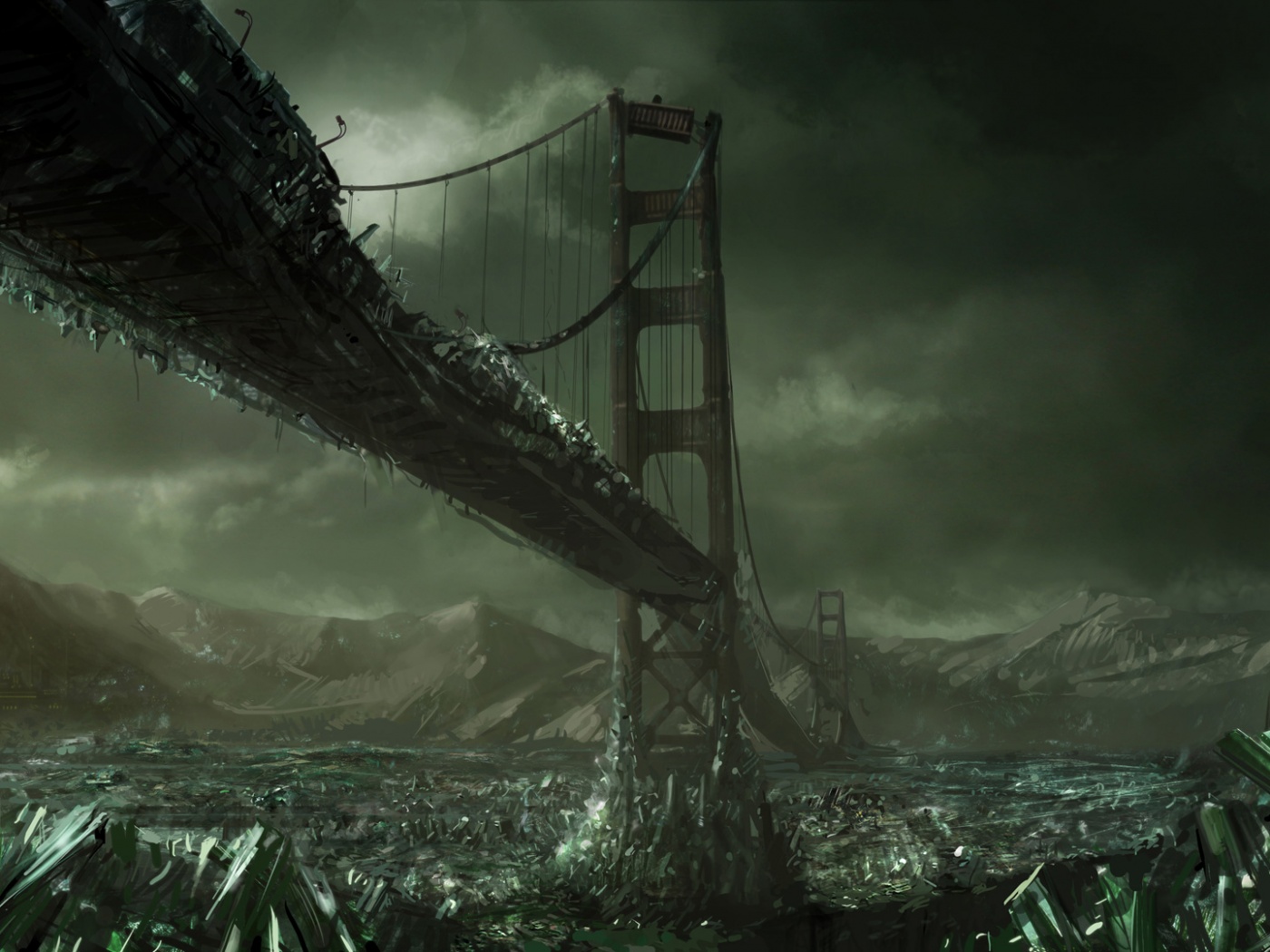 Постапокалиптические Золотые Ворота обои