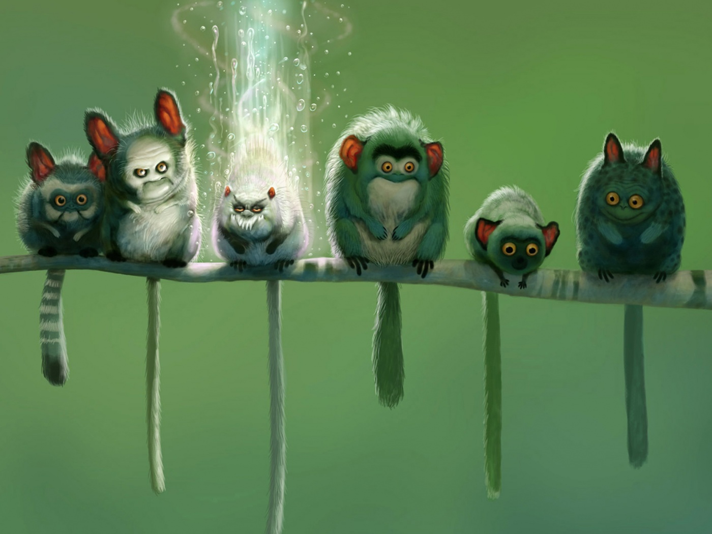 Существа на ветке обои