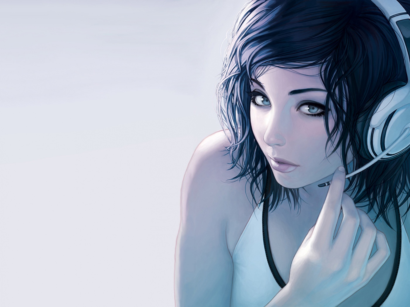 Сексуальная девушка в наушниках с микрофоном обои