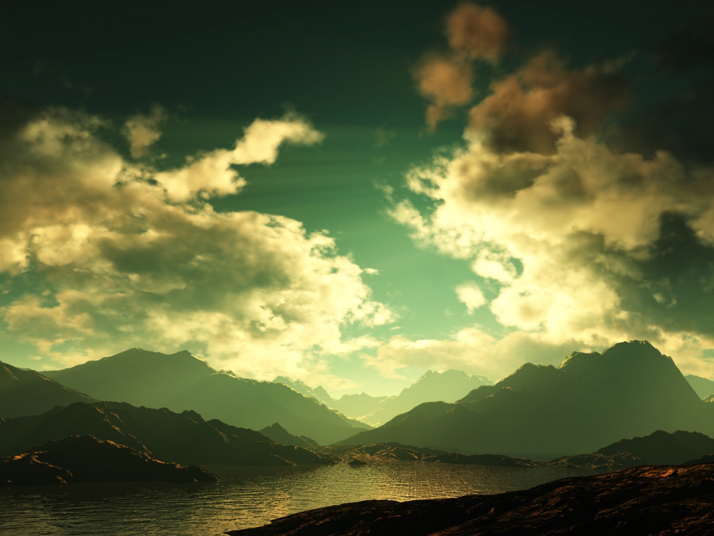 Закат в горах обои