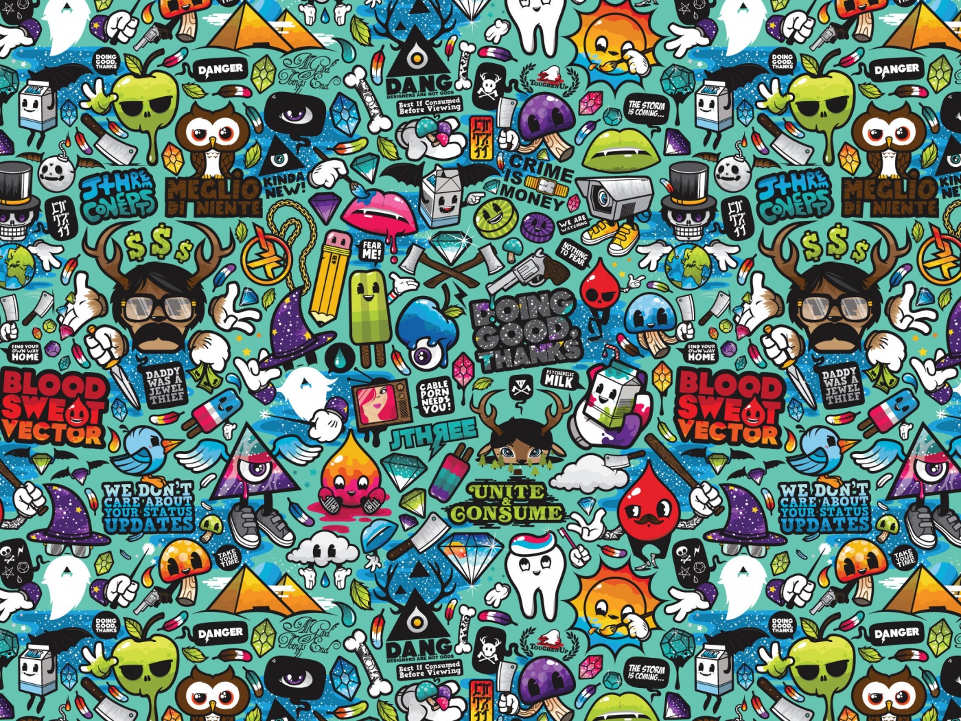 Коллаж из мультяшных картинок обои