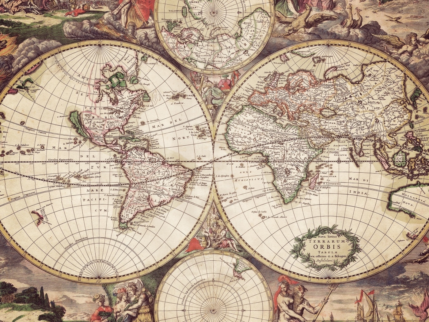 Старинная карта мира обои