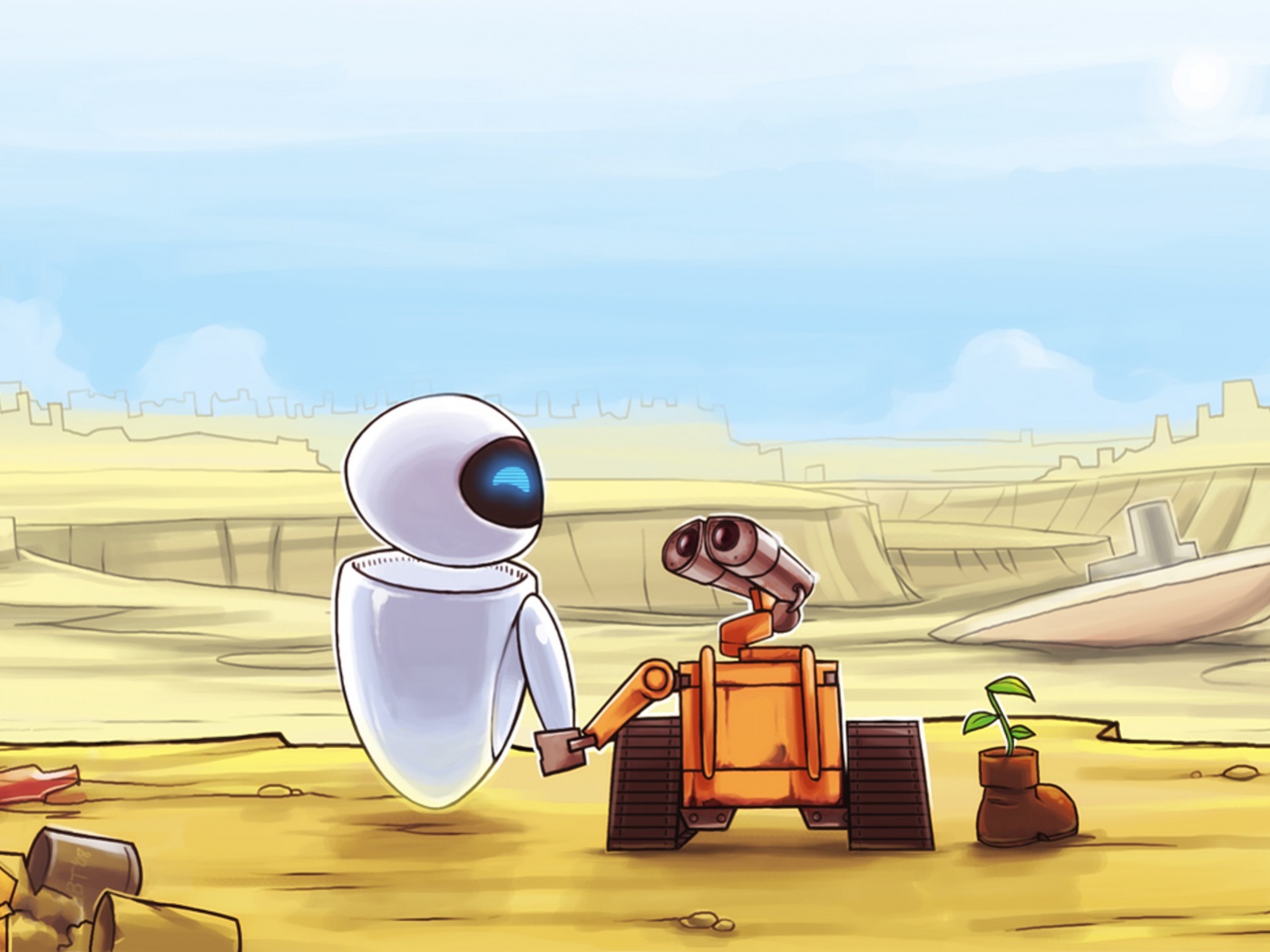 WALL-E и Ева обои