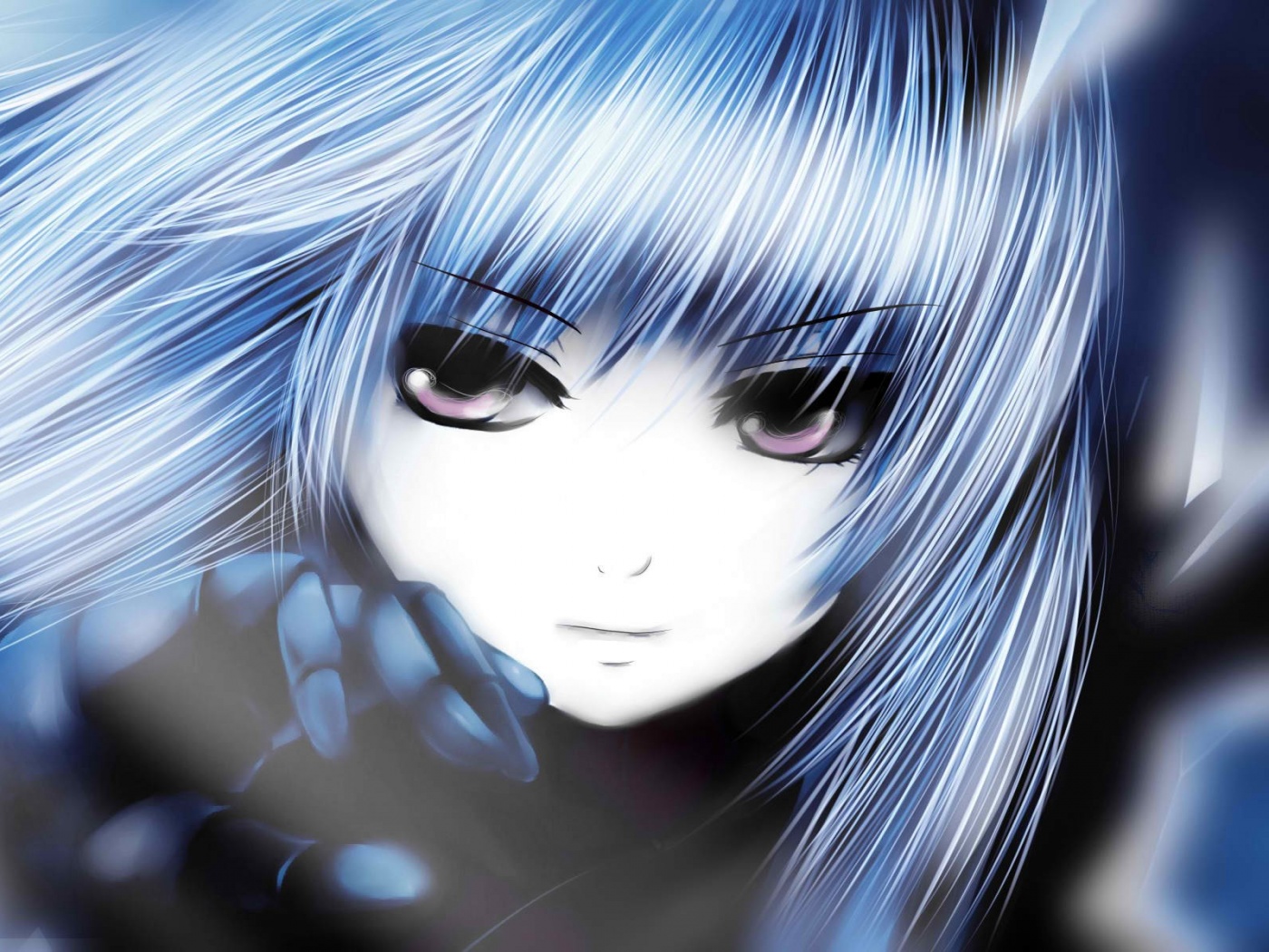 Девушка с голубыми волосами обои