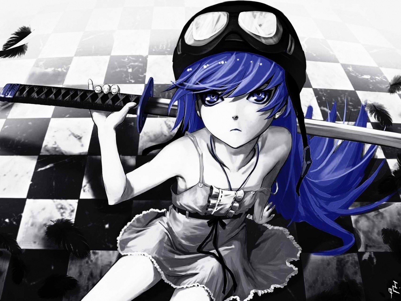 Девушка с катаной обои