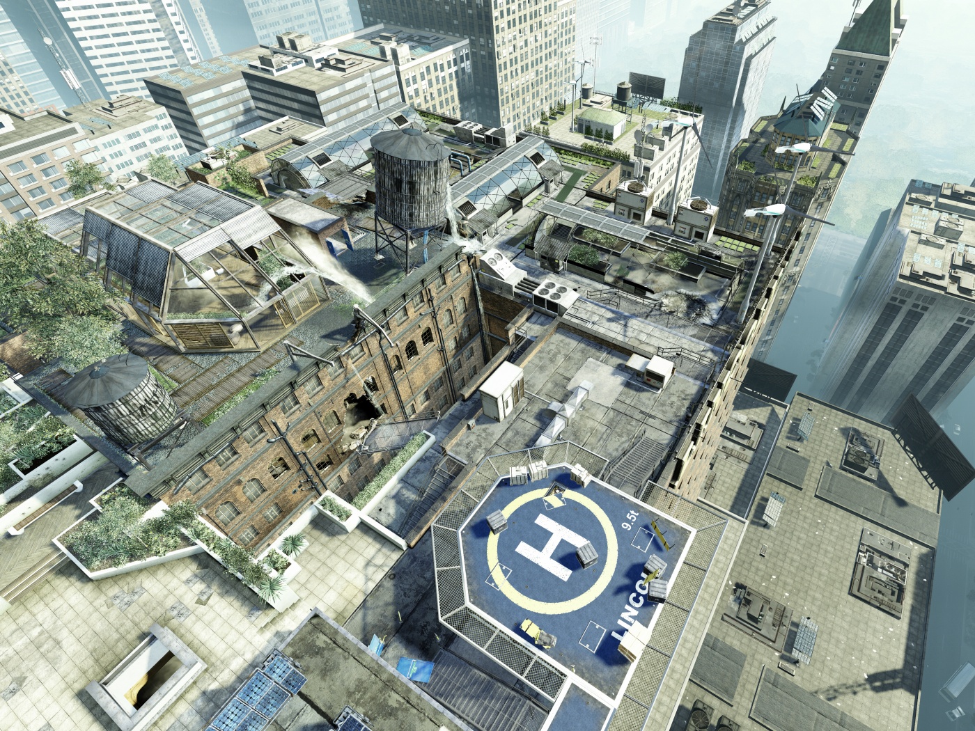 Вид сверху на карту уровня из Crysis 2 обои