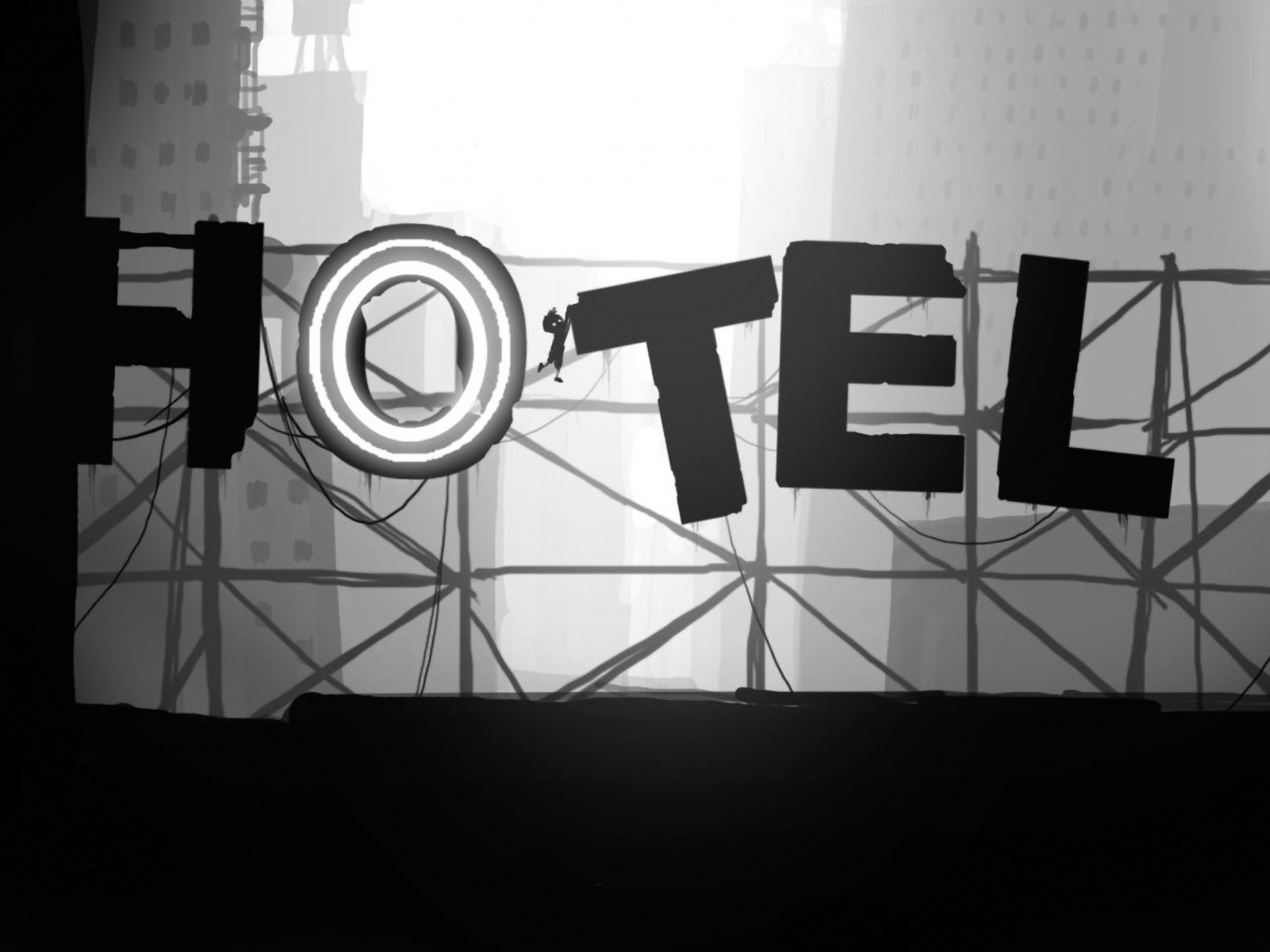 Мальчик из Limbo на вывеске "Hotel" обои