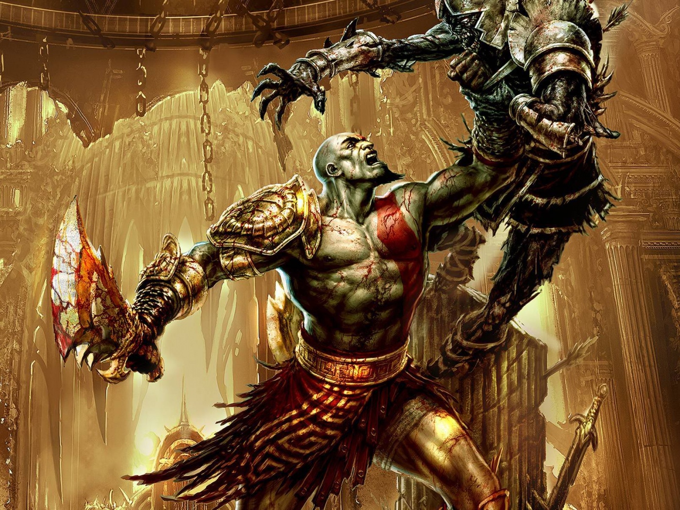 Кратос с мечем обои