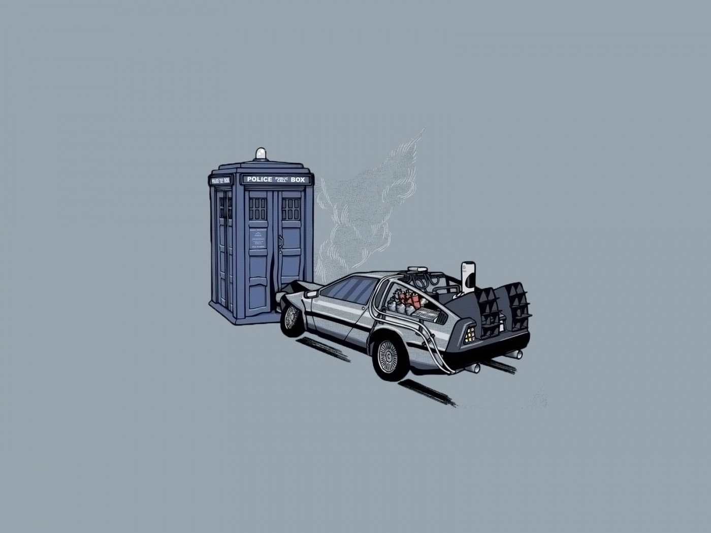 Что будет если ДеЛореан врежется в Тардис? обои