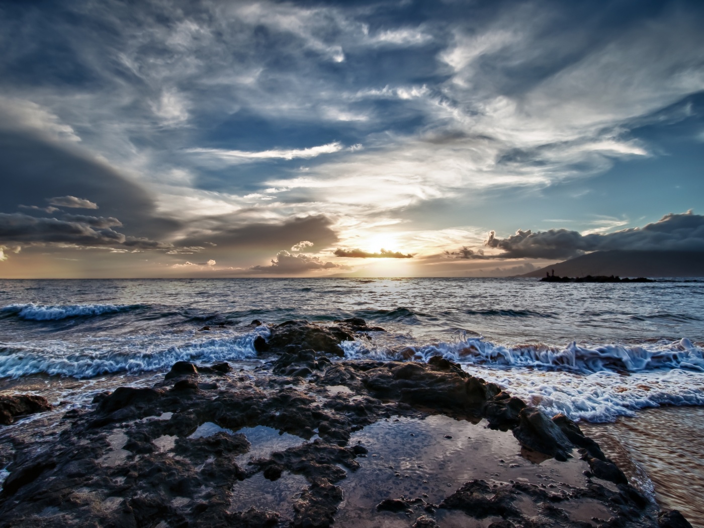 Закат на море обои