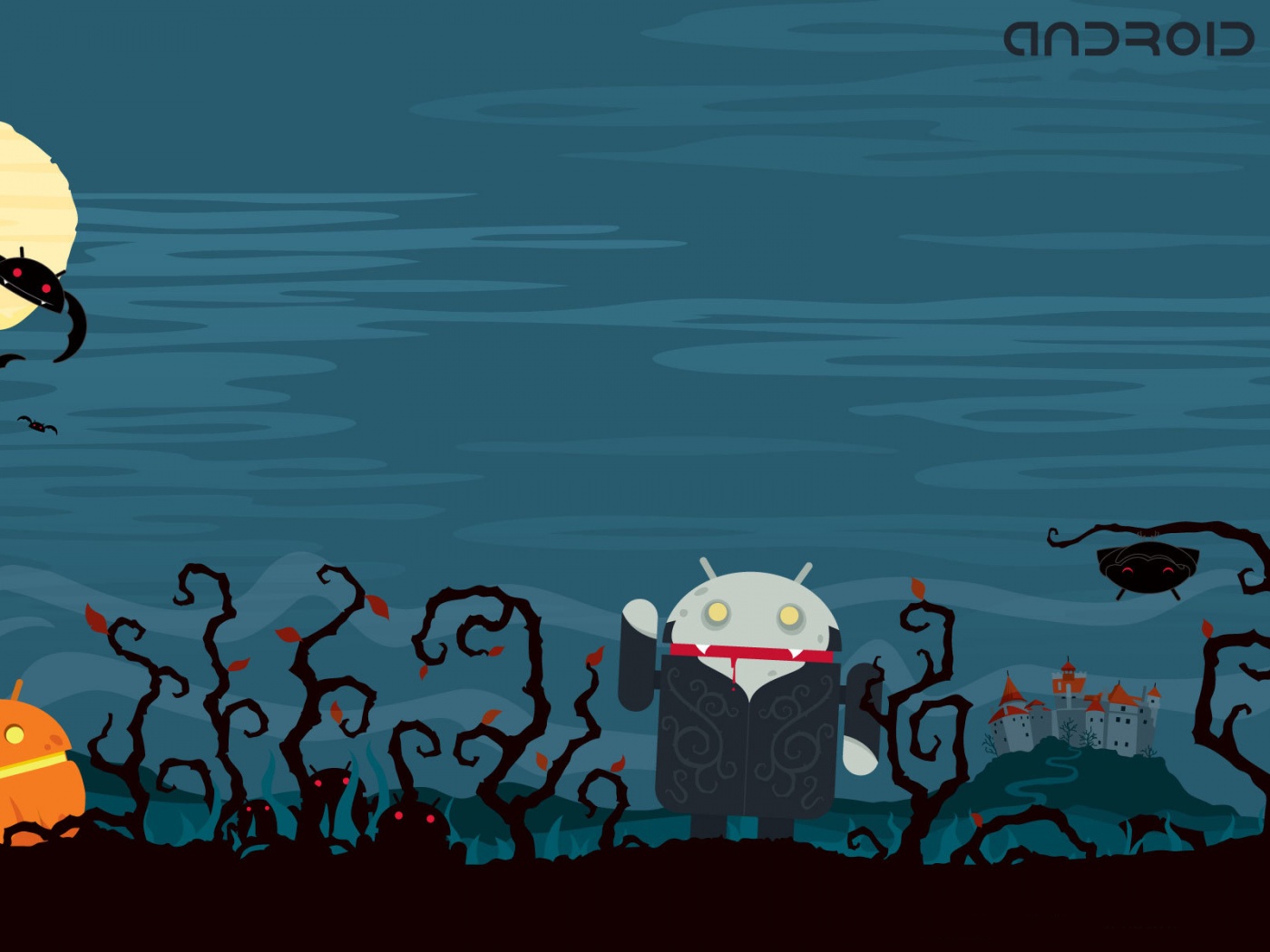 Хэллоуин в стиле Google Android обои