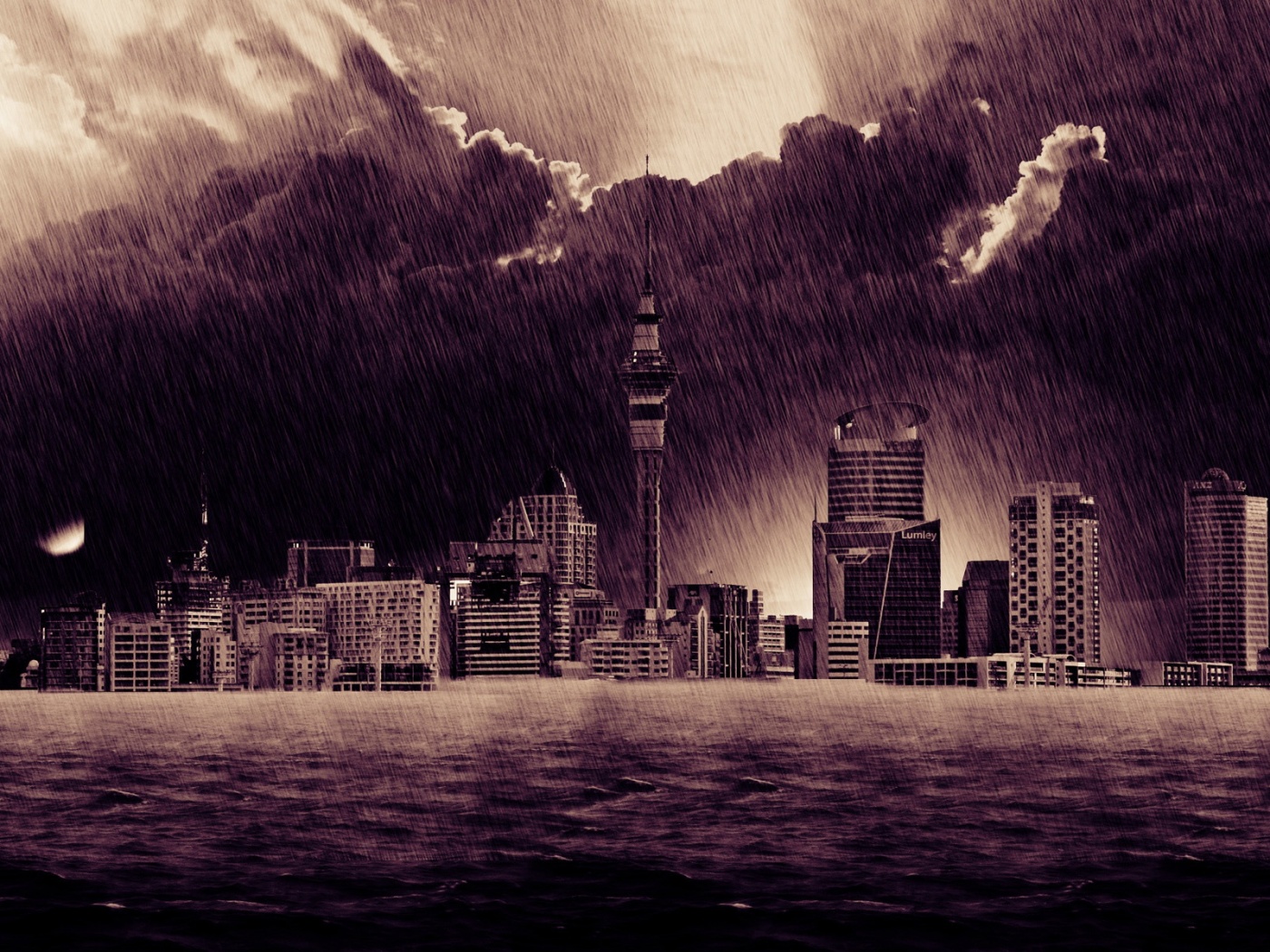 Гроза над городом обои