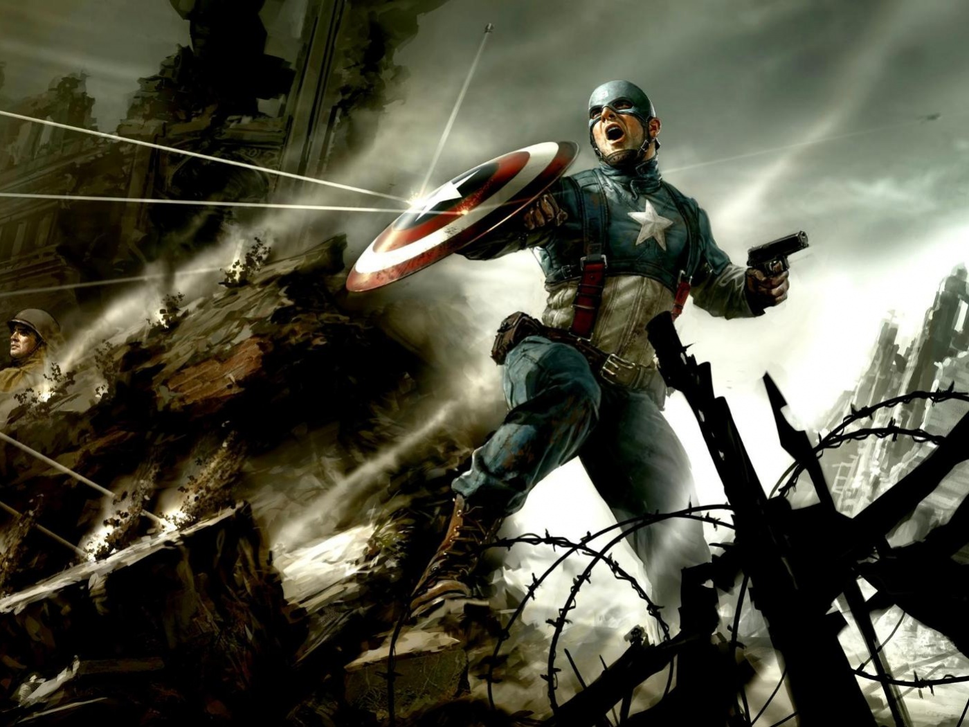 Капитан Америка на баррикадах обои