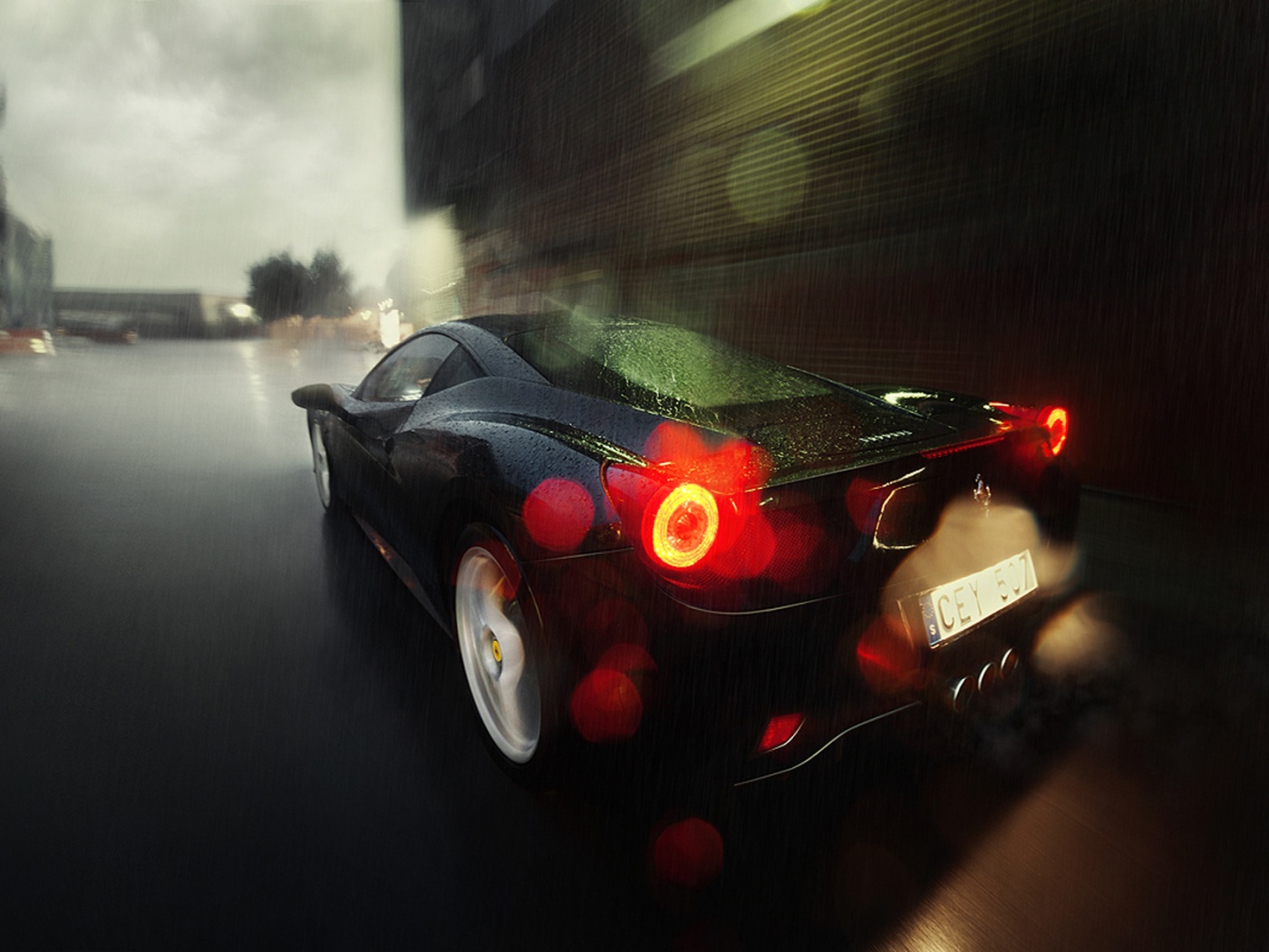 Ferrari под дождем обои