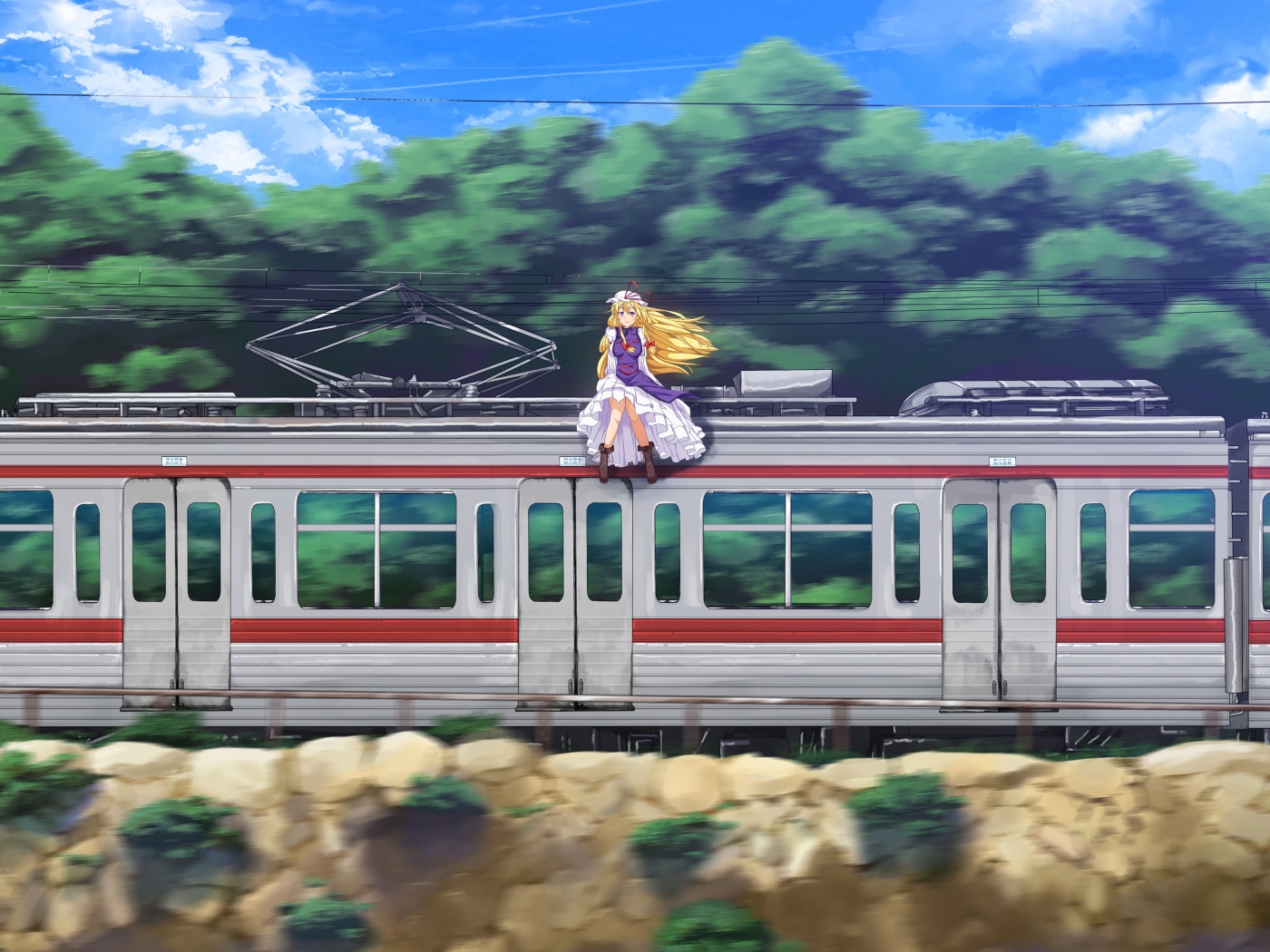 Девушка на крыше поезда обои