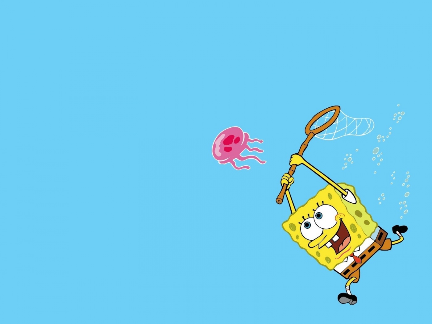 Губка Боб гонится за медузой обои