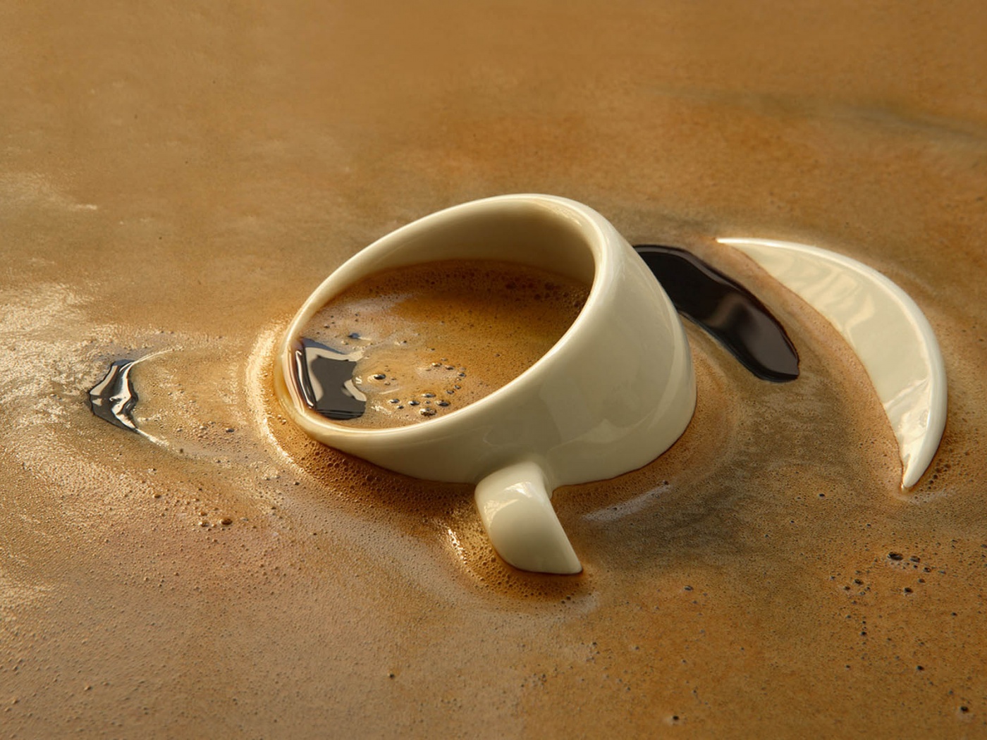 Чашка тонет в кофе обои