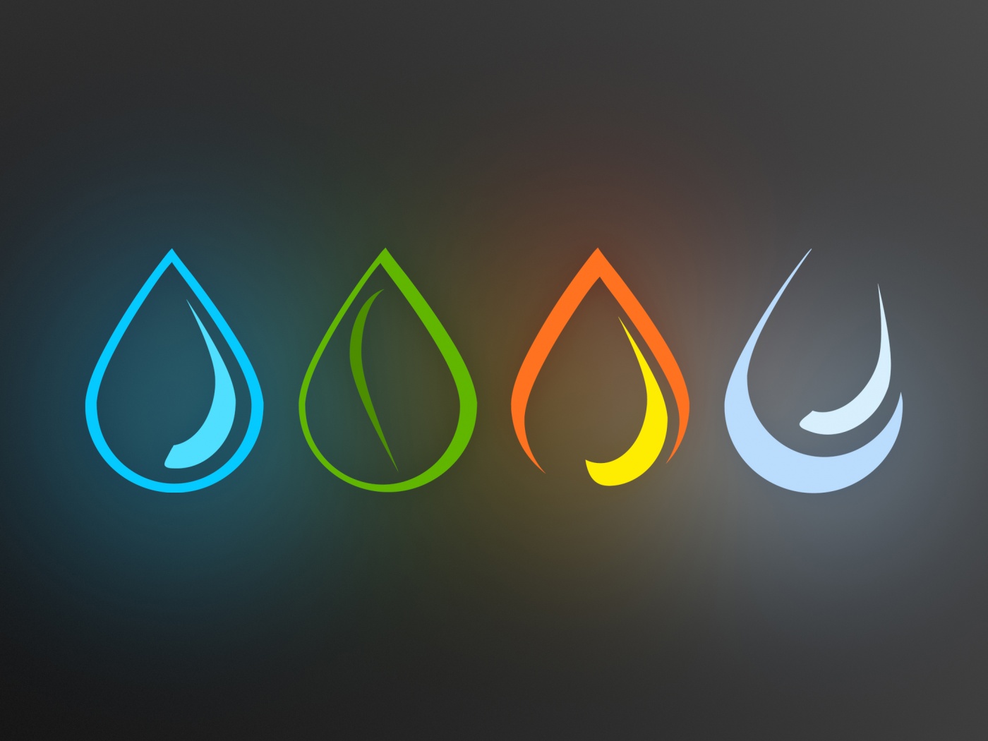 Четыре стихии в каплях обои