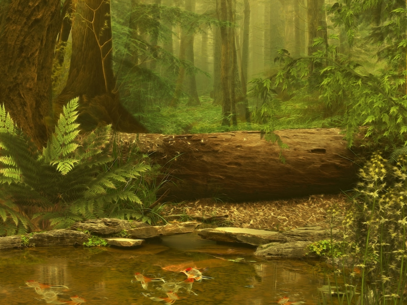 Лесной пейзаж обои