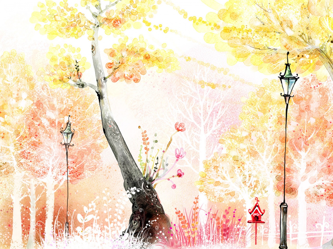 Фонари в парке обои