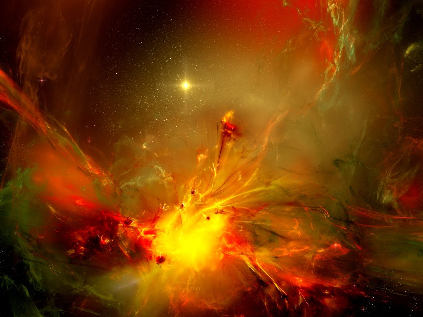 Туманность в красно-жёлтых тонах обои