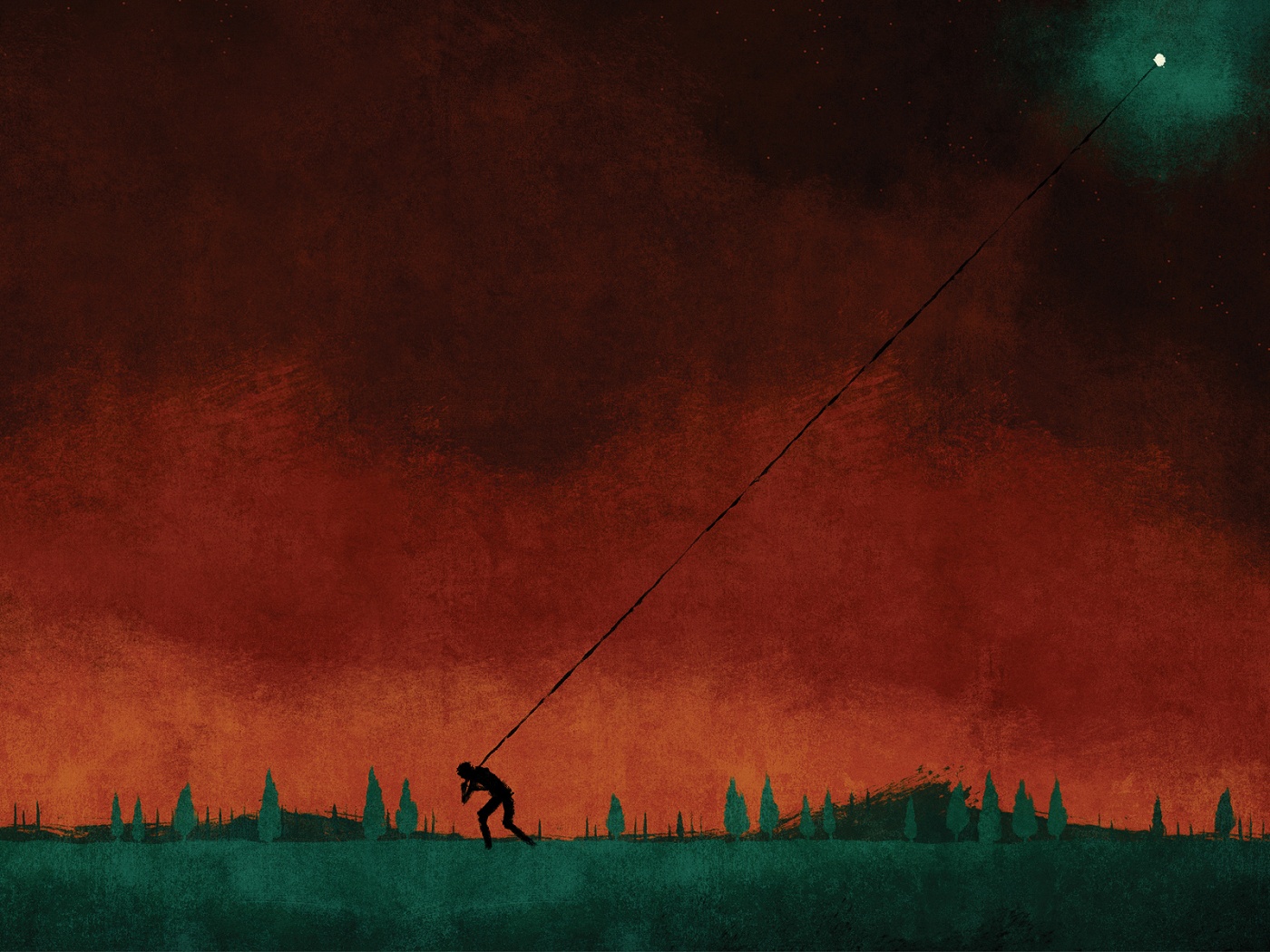 Человек тянущий звезду обои