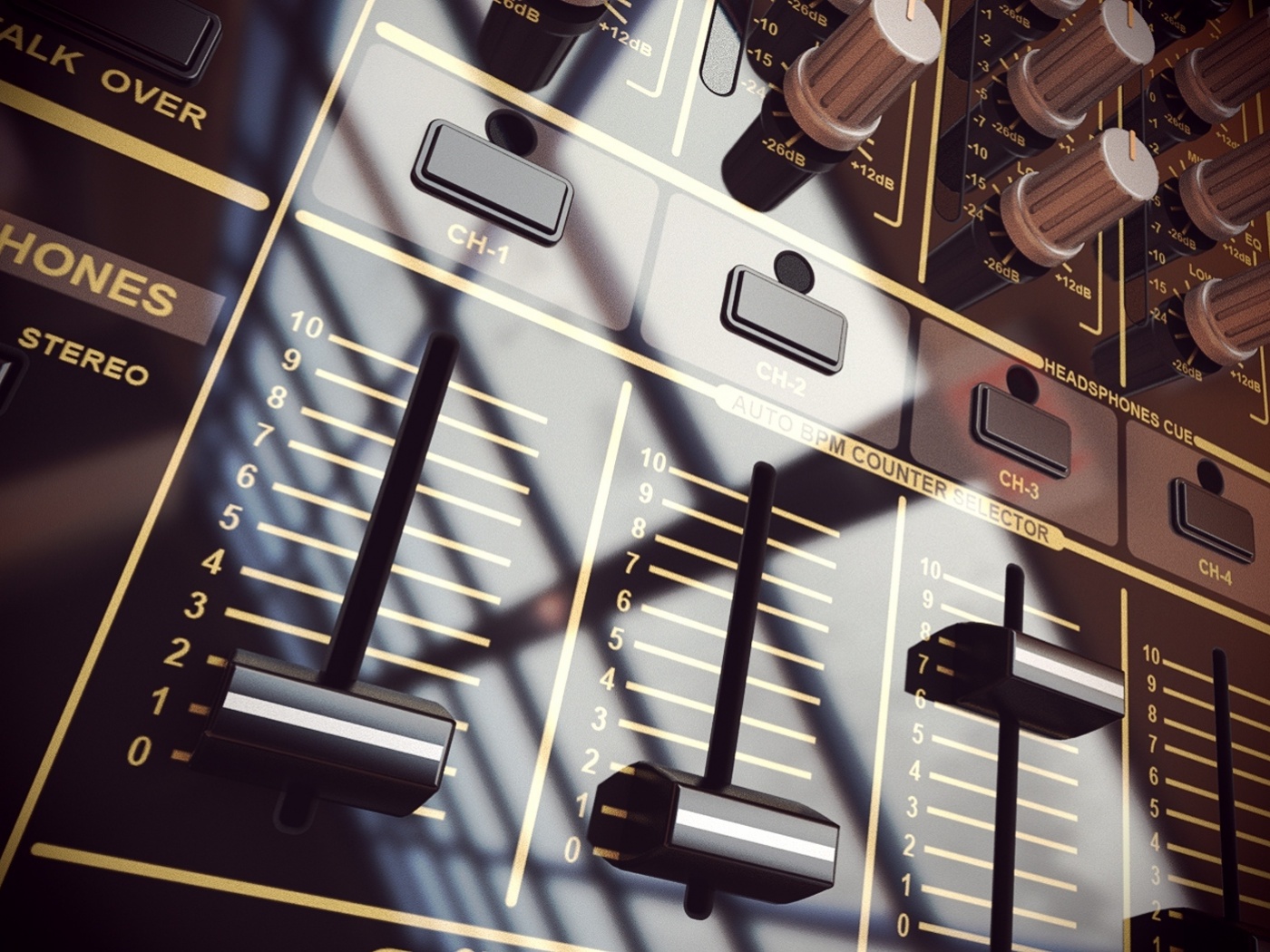 Пульт диджея и отражение на нем обои