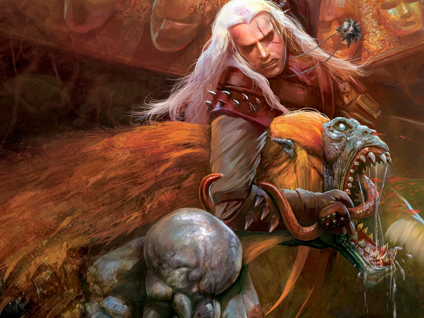 Ведьмак и монстр обои