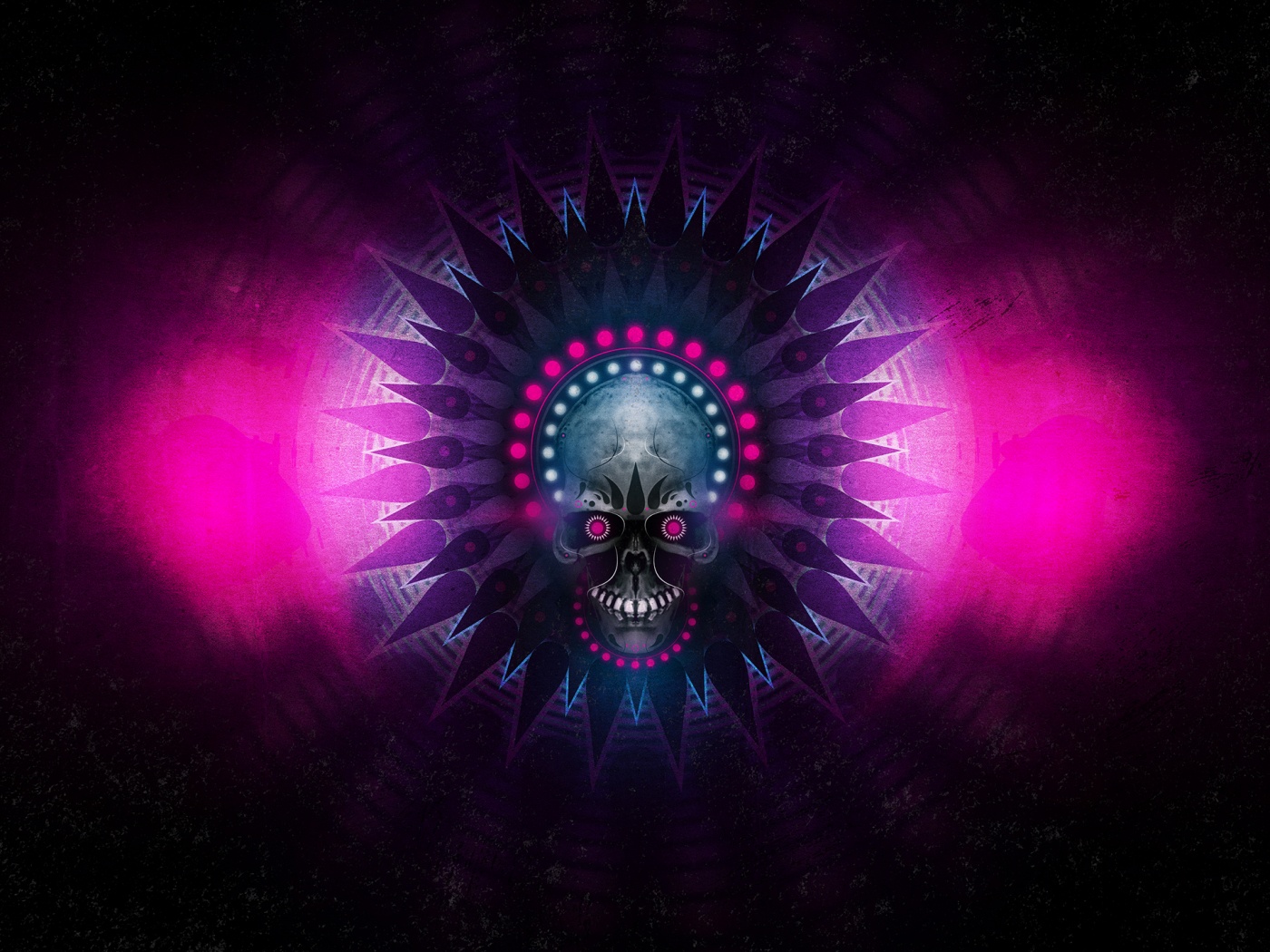 Неоновый череп обои