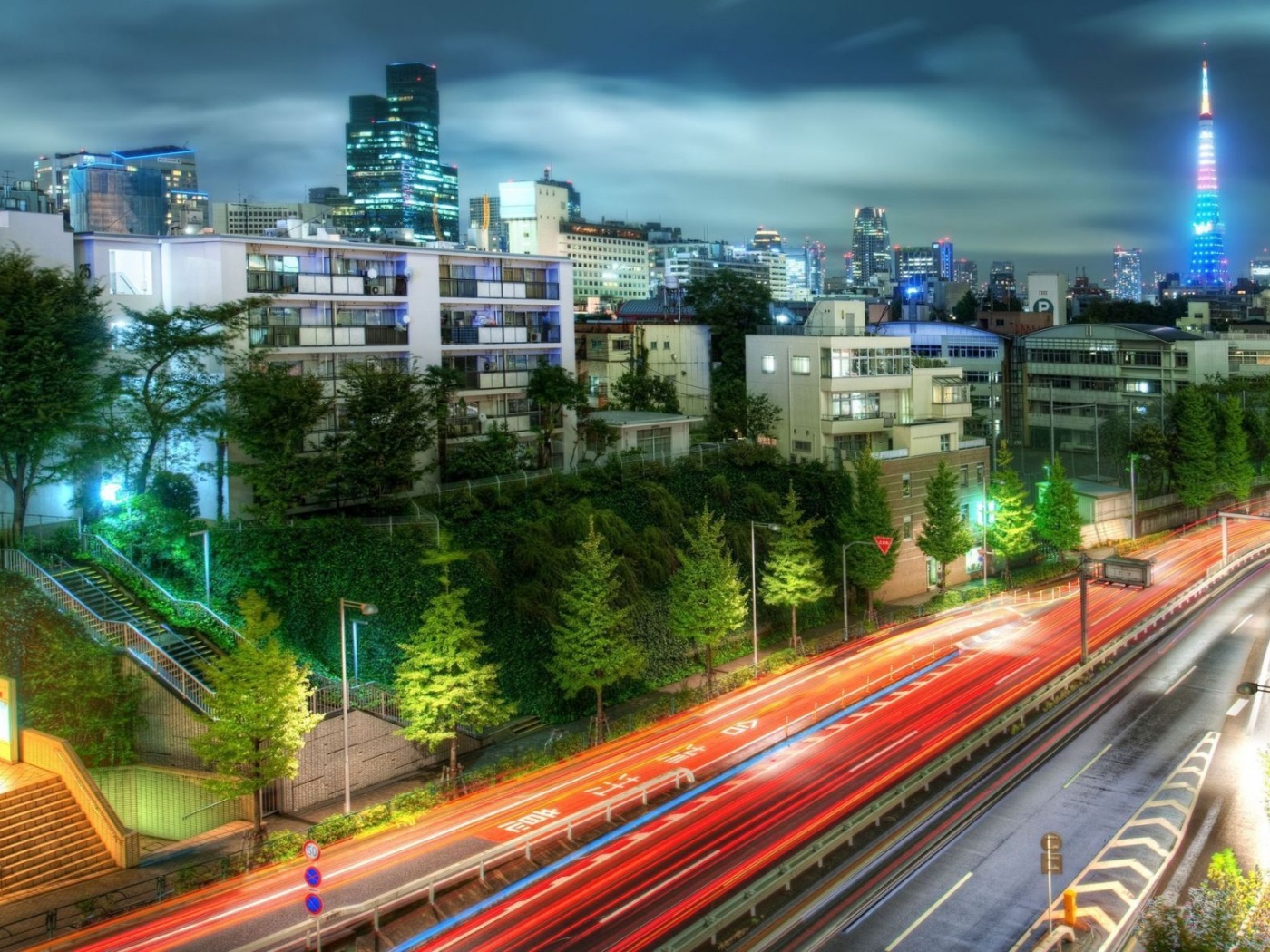 Светящийся город обои