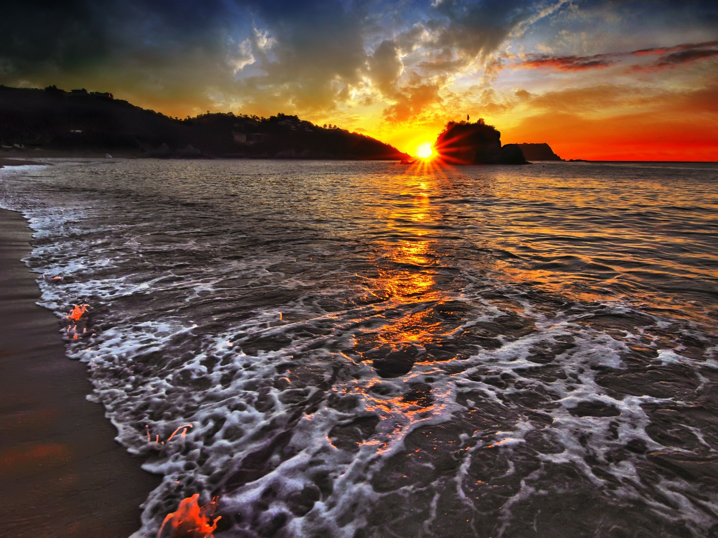 Закат в лагуне обои