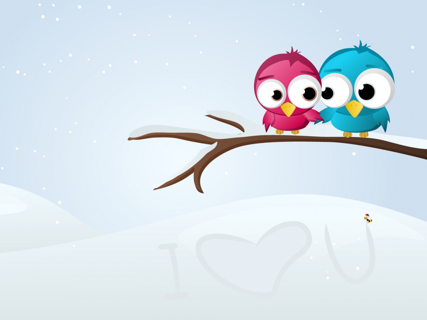 Две птички на ветке щебечут о любви обои