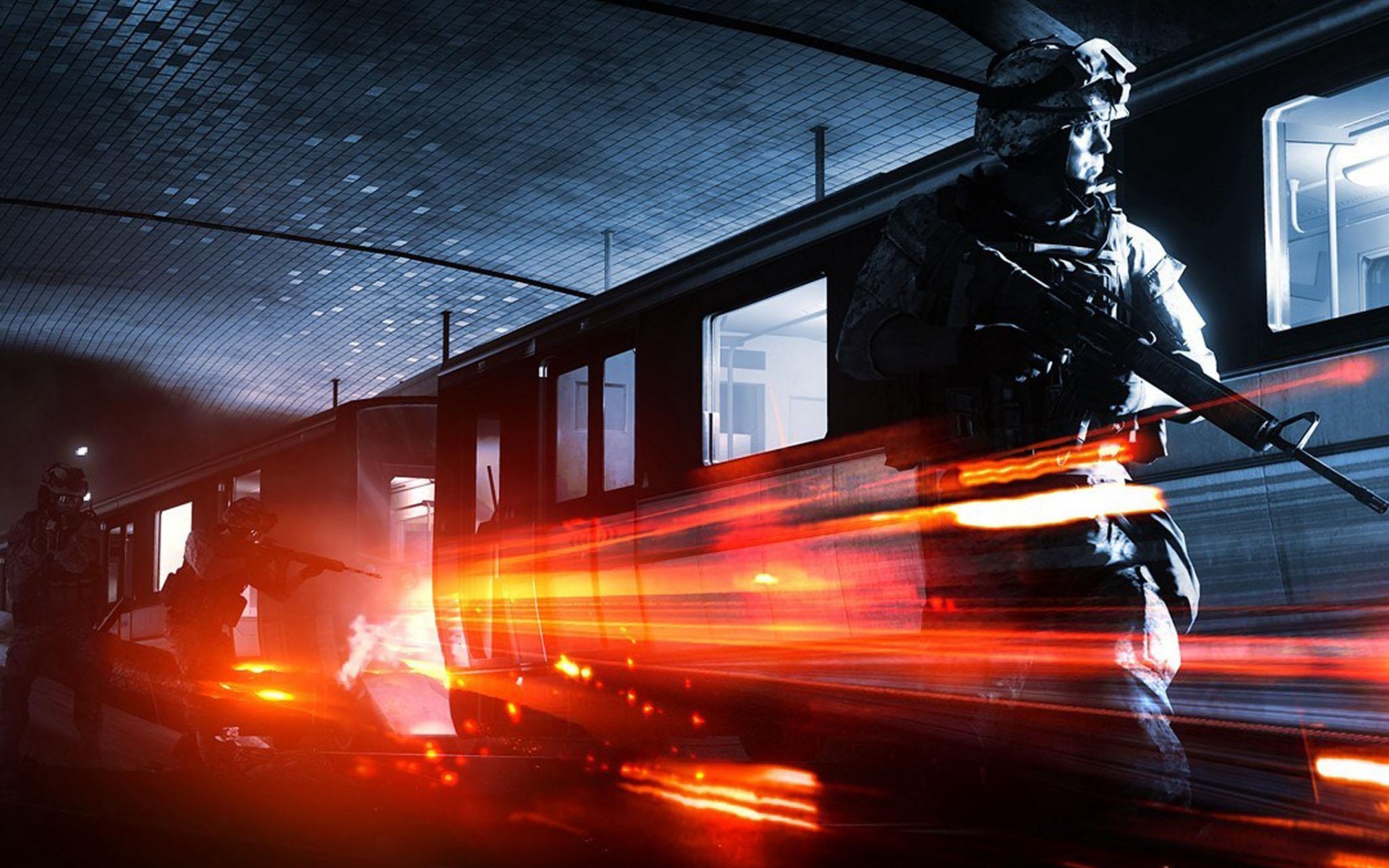 Солдаты на станции метро обои